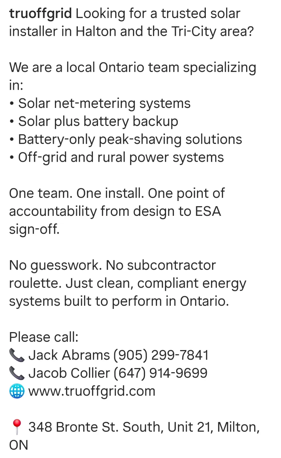 TRU Off Grid Energy Solutions, business photo