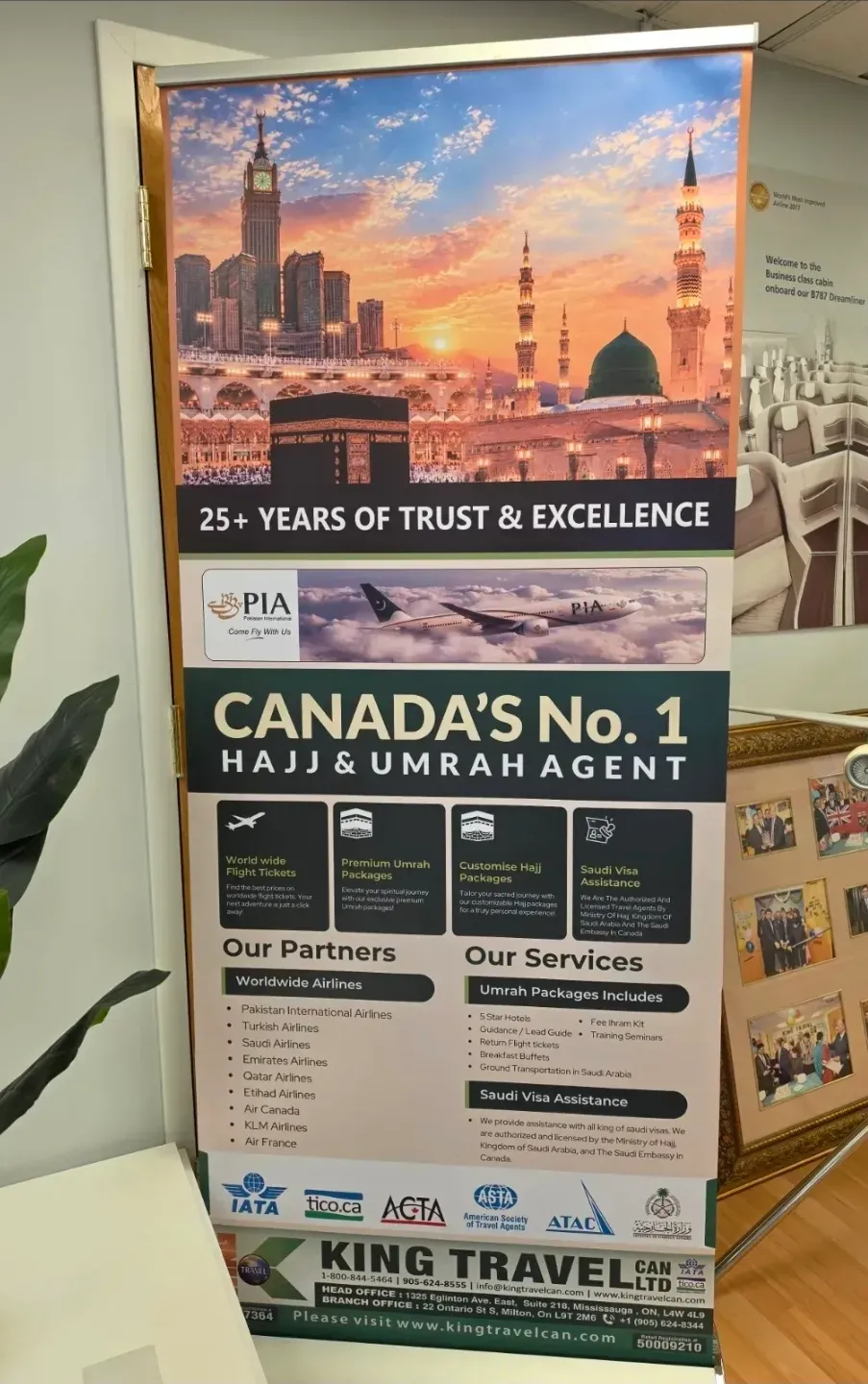 King Travel CAN LTD business card: Canada's No. 1 Hajj & Umrah Agent