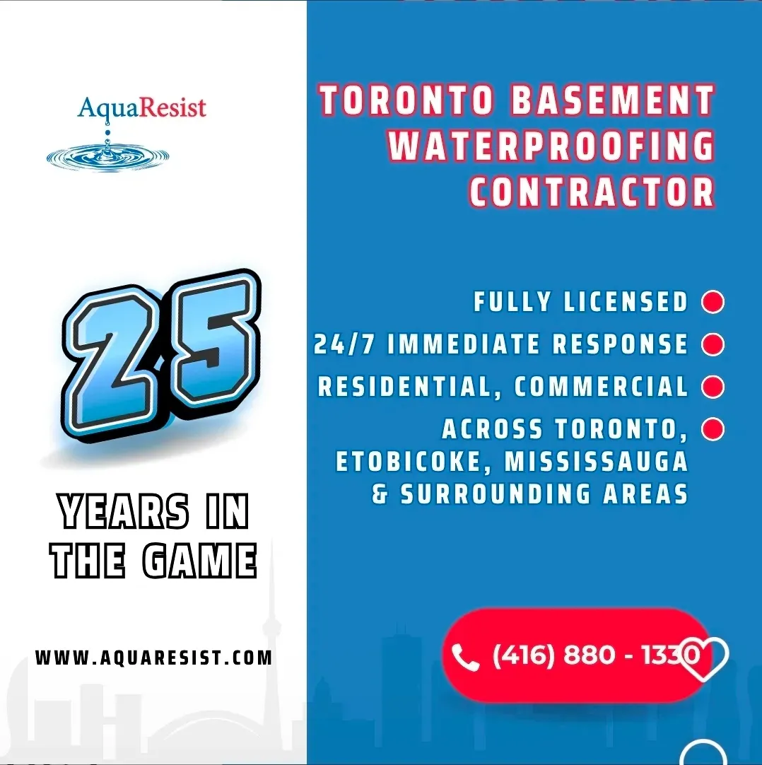 AquaResist business card: Toronto Basement Waterproofing Contractor