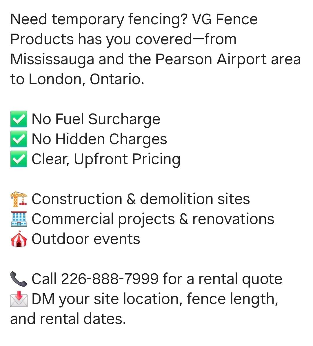 VG Fence Rentals, business photo