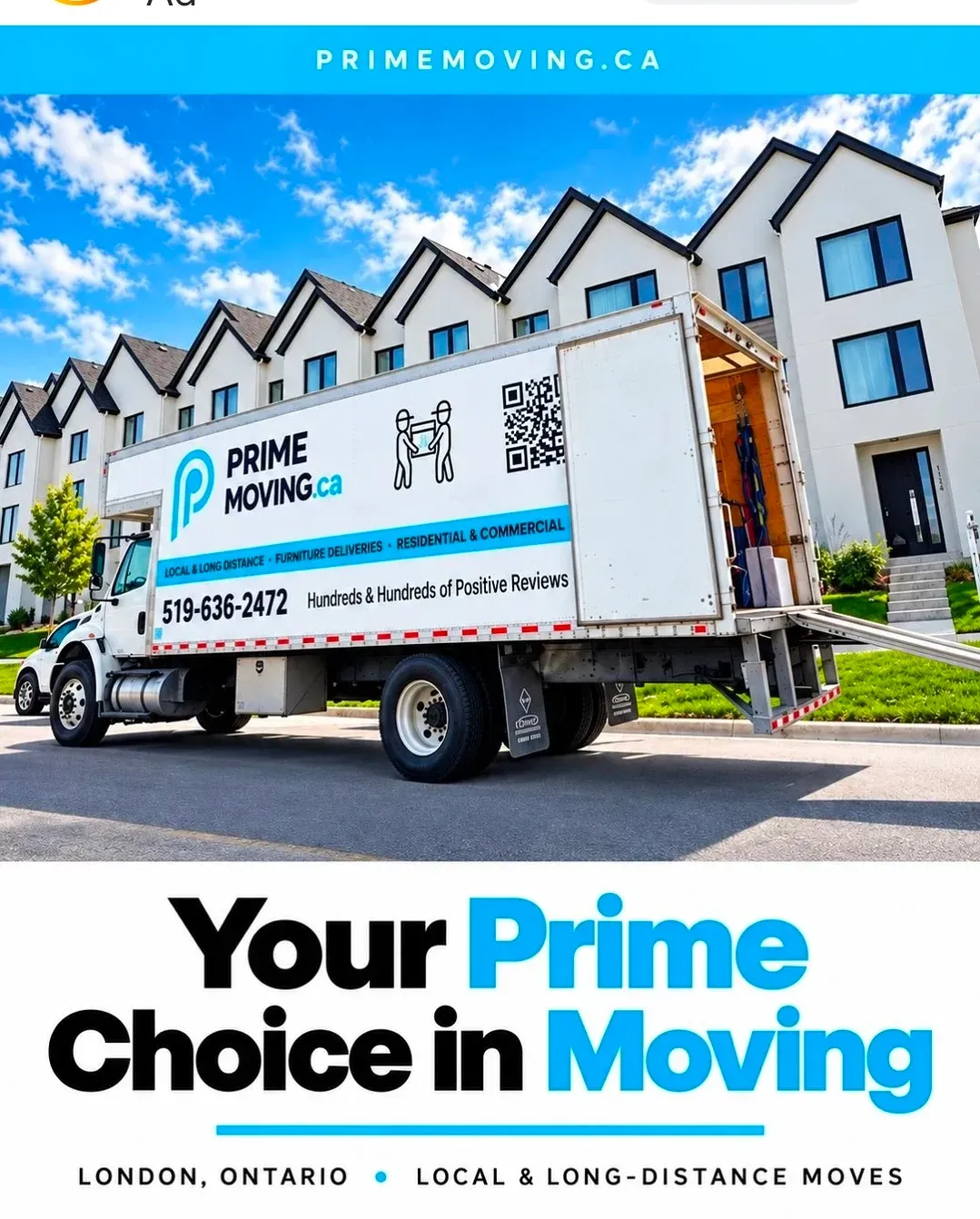 Prime Moving business card: Your Prime Choice in Moving