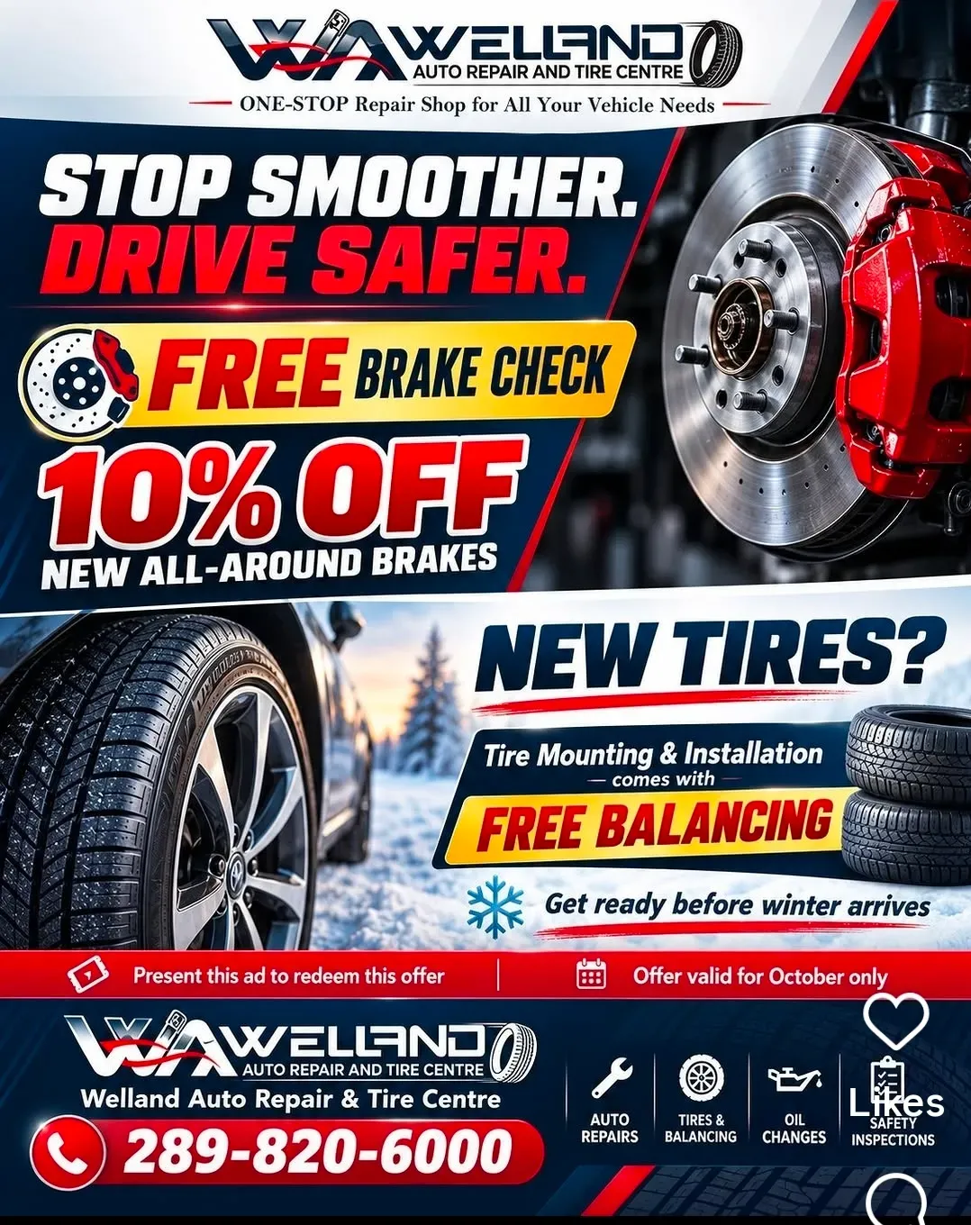 Welland Auto Repair and Tire Centre business card: ONE-STOP Repair Shop for All Your Vehicle Needs