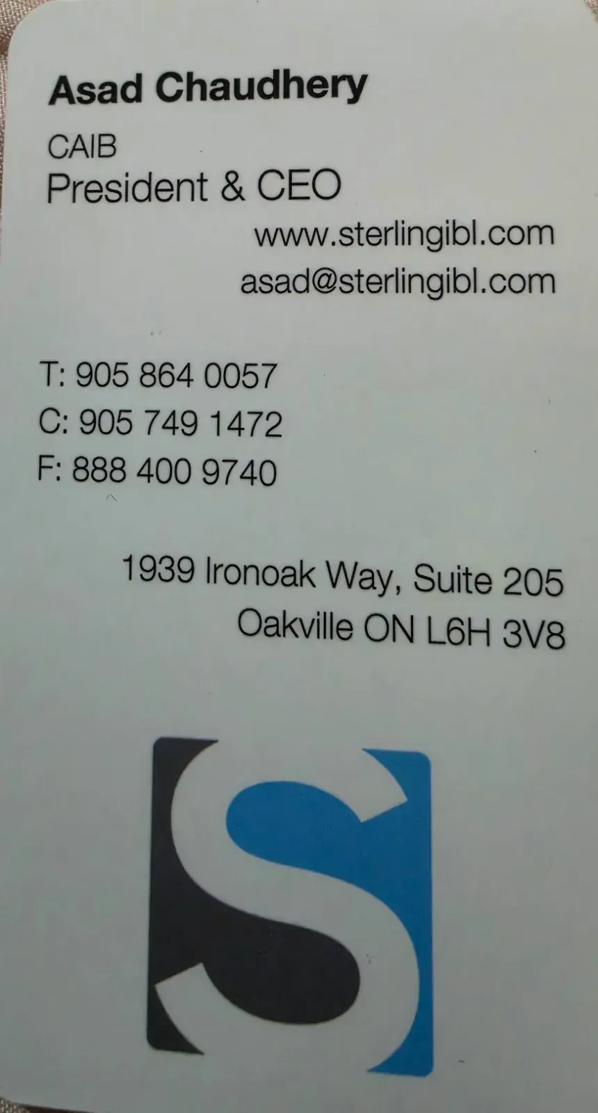Sterling IBL business card
