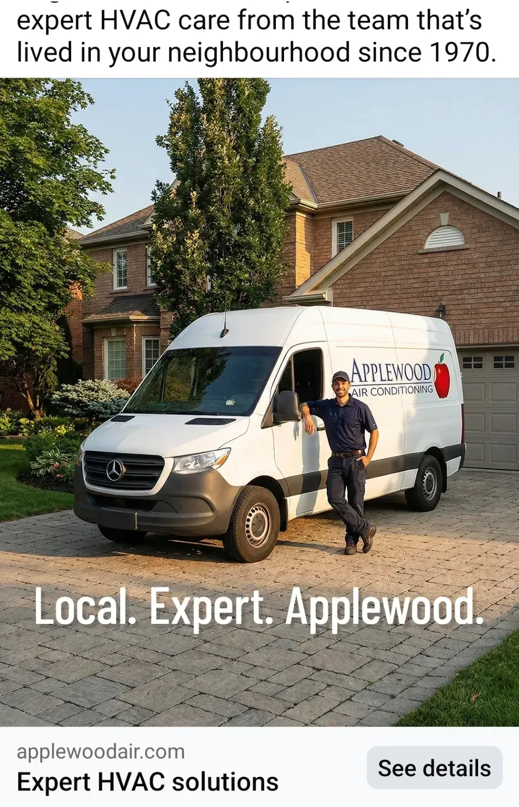 Applewood Air Conditioning business card: Local. Expert. Applewood.
